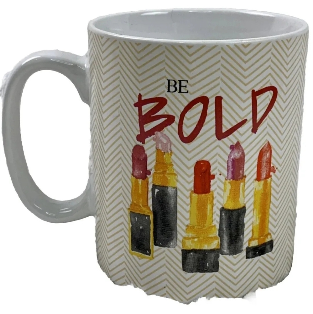 Be Bold Lipstick Coffee Mug Cup Lezleelliott 2016 Red Lips Kiss Kisses 12 ounces
